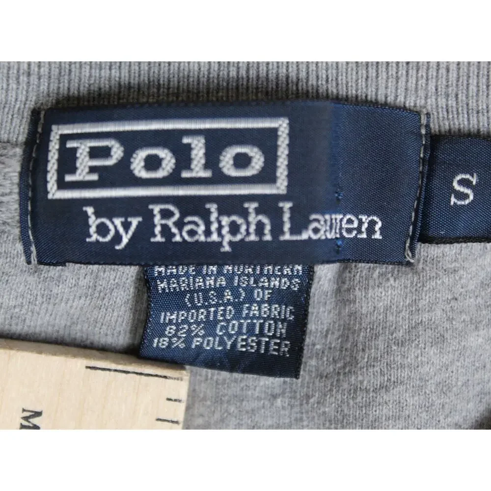 Vintage Polo Ralph Lauren Sweatshirt Mens Small Gray Pony Preppy Classic 90s